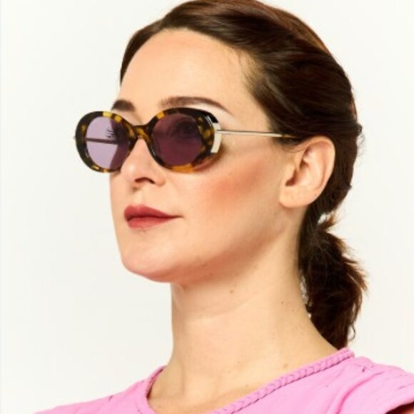 MaxMara MALIBU10 MM0080 60G Oval Sunglasses - Beige/Gold/Brown - Picture 3 of 11